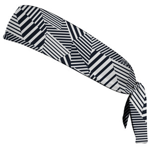 Multiple Lines Pattern Headband Made In USA - Blue Navy Almost Black and White Multiple Lines Pattern Headband Made In USA - Blue Navy Almost Black and White