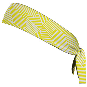 Multiple Lines Pattern Headband Made In USA - Yellow Bright and White Multiple Lines Pattern Headband Made In USA - Yellow Bright and White