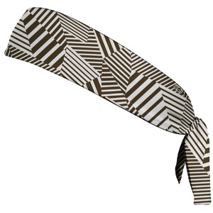 Multiple Lines Pattern Headband Made In USA - Brown Dark and White Multiple Lines Pattern Headband Made In USA - Brown Dark and White