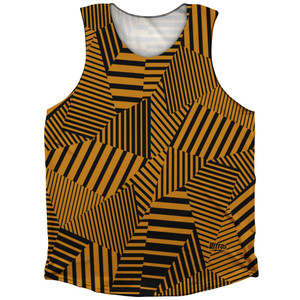 Multiple Lines Pattern Athletic Tank Top - Orange Burnt and Black Multiple Lines Pattern Athletic Tank Top - Orange Burnt and Black