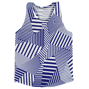 Multiple Lines Pattern Running Racerback Singlet - Blue and White