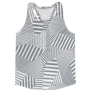 Multiple Lines Pattern Running Racerback Singlet - Grey Dark and White