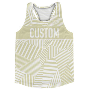 Multiple Lines Pattern Finish Line Running Racerback Singlet - Vegas Gold and White Multiple Lines Pattern Finish Line Running Racerback Singlet - Vegas Gold and White