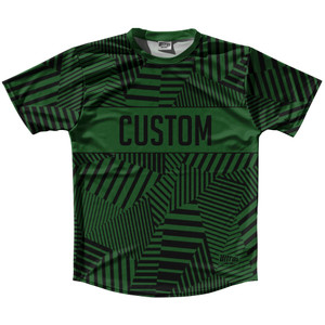 Multiple Lines Pattern Finish Line  Running Shirt Track Cross Made In USA - Green Hunter and Black