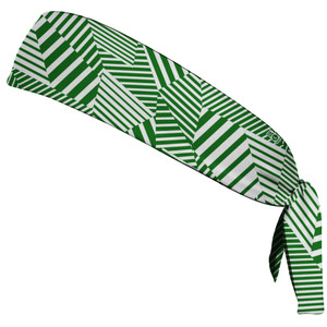 Multiple Lines Pattern Headband Made In USA - Green Kelly and White Multiple Lines Pattern Headband Made In USA - Green Kelly and White