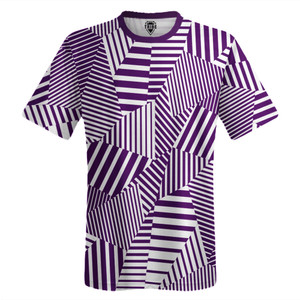 Multiple Lines Pattern Lacrosse Shooter Shirt - Purple Medium and White