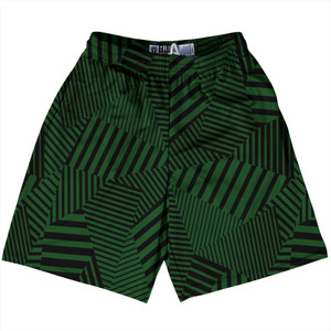 Multiple Lines Pattern Lacrosse Shorts Made In USA - Green Hunter and Black