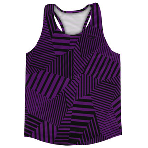 Multiple Lines Pattern Running Racerback Singlet - Purple Medium and Black