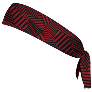 Multiple Lines Pattern Headband Made In USA - Red Cardinal and Black Multiple Lines Pattern Headband Made In USA - Red Cardinal and Black
