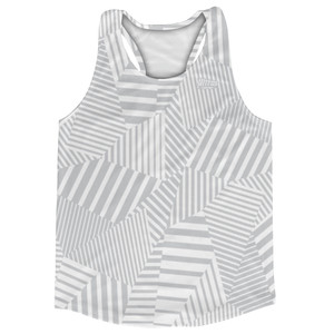 Multiple Lines Pattern Running Racerback Singlet - Grey Medium and White Multiple Lines Pattern Running Racerback Singlet - Grey Medium and White