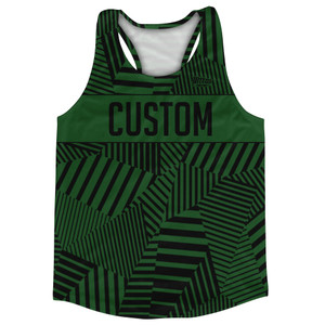 Multiple Lines Pattern Finish Line Running Racerback Singlet - Green Hunter and Black Multiple Lines Pattern Finish Line Running Racerback Singlet - Green Hunter and Black