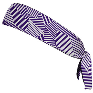 Multiple Lines Pattern Headband Made In USA - Purple Lakers and White Multiple Lines Pattern Headband Made In USA - Purple Lakers and White