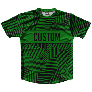 Multiple Lines Pattern Custom Finish Line  Running Shirt Track Cross Made In USA - Green Kelly and Black