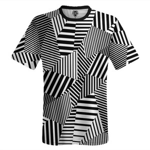 Multiple Lines Pattern Lacrosse Shooter Shirt - Black and White