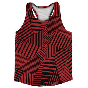 Multiple Lines Pattern Running Racerback Singlet - Red Dark and Black