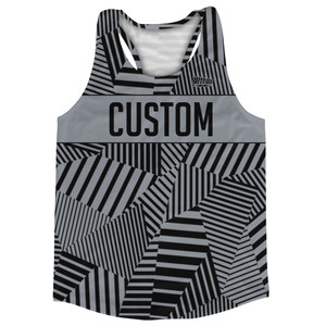 Multiple Lines Pattern Finish Line Running Racerback Singlet - Grey Dark and Black Multiple Lines Pattern Finish Line Running Racerback Singlet - Grey Dark and Black