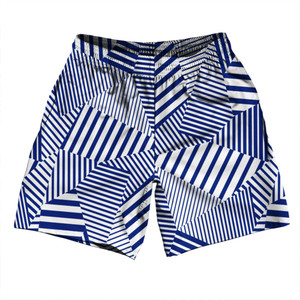 Multiple Lines Pattern Soccer Shorts Made In USA - Blue and White Multiple Lines Pattern Soccer Shorts Made In USA - Blue and White