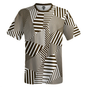 Multiple Lines Pattern Lacrosse Shooter Shirt - Brown Dark and White