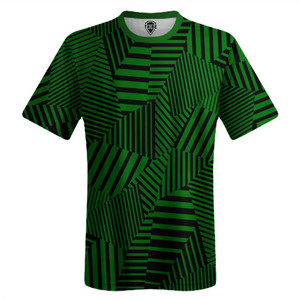 Multiple Lines Pattern Lacrosse Shooter Shirt - Green Kelly and Black