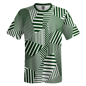 Multiple Lines Pattern Lacrosse Shooter Shirt - Green Forest and White