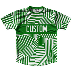Multiple Lines Pattern Custom Finish Line  Running Shirt Track Cross Made In USA - Green Kelly and White