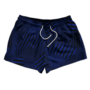 Multiple Lines Pattern 2.5" Swim Shorts Made in USA - Blue Royal and Black Multiple Lines Pattern 2.5" Swim Shorts Made in USA - Blue Royal and Black