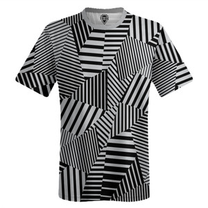 Multiple Lines Pattern Lacrosse Shooter Shirt - Grey Medium and Black