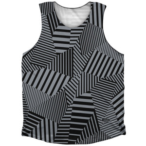 Multiple Lines Pattern Finish Line Athletic Tank Top - Grey Dark and Black Multiple Lines Pattern Finish Line Athletic Tank Top - Grey Dark and Black