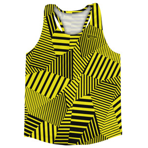 Multiple Lines Pattern Running Racerback Singlet - Yellow Bright and Black