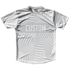 Multiple Lines Pattern Custom Finish Line  Running Shirt Track Cross Made In USA - Grey Medium and White