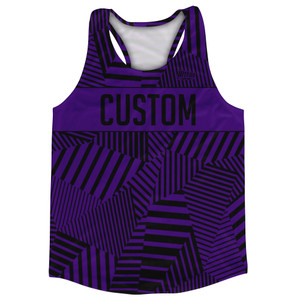 Multiple Lines Pattern Finish Line Running Racerback Singlet - Purple Lakers and Black Multiple Lines Pattern Finish Line Running Racerback Singlet - Purple Lakers and Black