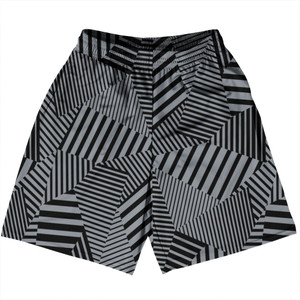 Multiple Lines Pattern Basketball Practice Shorts Made In USA - Grey Dark and Black Multiple Lines Pattern Basketball Practice Shorts Made In USA - Grey Dark and Black