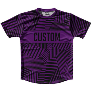 Multiple Lines Pattern Custom Finish Line  Running Shirt Track Cross Made In USA - Purple Medium and Black