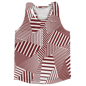 Multiple Lines Pattern Running Racerback Singlet - Red Maroon and White Multiple Lines Pattern Running Racerback Singlet - Red Maroon and White
