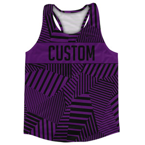 Multiple Lines Pattern Custom Finish Line Running Racerback Singlet - Purple Medium and Black Multiple Lines Pattern Custom Finish Line Running Racerback Singlet - Purple Medium and Black