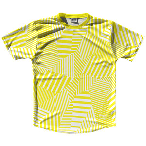 Multiple Lines Pattern Running Shirt Track Cross Made In USA - Yellow Bright and White