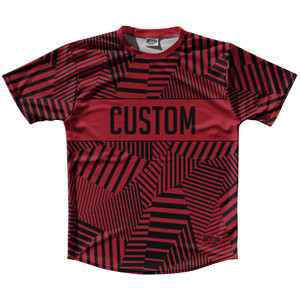 Multiple Lines Pattern Custom Finish Line  Running Shirt Track Cross Made In USA - Red Cardinal and Black