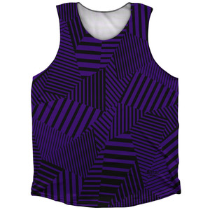 Multiple Lines Pattern Finish Line Athletic Tank Top - Purple Lakers and Black Multiple Lines Pattern Finish Line Athletic Tank Top - Purple Lakers and Black