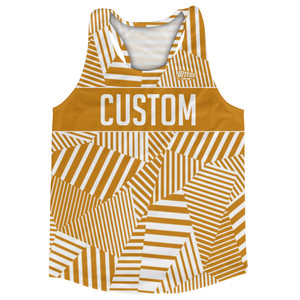 Multiple Lines Pattern Finish Line Running Racerback Singlet - Orange Burnt and White Multiple Lines Pattern Finish Line Running Racerback Singlet - Orange Burnt and White