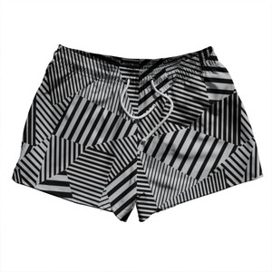 Multiple Lines Pattern 2.5" Swim Shorts Made in USA - Grey Medium and Black Multiple Lines Pattern 2.5" Swim Shorts Made in USA - Grey Medium and Black