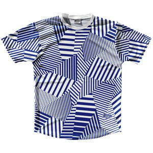 Multiple Lines Pattern Running Shirt Track Cross Made In USA - Blue and White