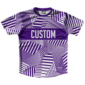 Multiple Lines Pattern Custom Finish Line  Running Shirt Track Cross Made In USA - Purple Lakers and White