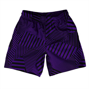 Multiple Lines Pattern Soccer Shorts Made In USA - Purple Lakers and Black Multiple Lines Pattern Soccer Shorts Made In USA - Purple Lakers and Black