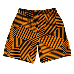 Multiple Lines Pattern Athletic Running Fitness Exercise Shorts 7" Inseam Shorts Made In USA - Orange Tennessee and Black Multiple Lines Pattern Athletic Running Fitness Exercise Shorts 7" Inseam Shorts Made In USA - Orange Tennessee and Black