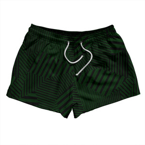 Multiple Lines Pattern 2.5" Swim Shorts Made in USA - Green Forest and Black Multiple Lines Pattern 2.5" Swim Shorts Made in USA - Green Forest and Black
