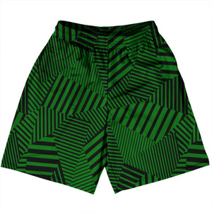 Multiple Lines Pattern Basketball Practice Shorts Made In USA - Green Kelly and Black Multiple Lines Pattern Basketball Practice Shorts Made In USA - Green Kelly and Black