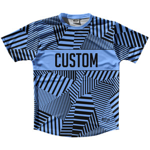 Multiple Lines Pattern Custom Finish Line  Running Shirt Track Cross Made In USA - Blue Carolina and Black