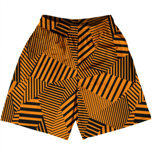 Multiple Lines Pattern Basketball Practice Shorts Made In USA - Orange Tennessee and Black Multiple Lines Pattern Basketball Practice Shorts Made In USA - Orange Tennessee and Black