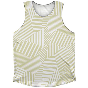 Multiple Lines Pattern Athletic Tank Top - Vegas Gold and White