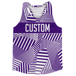 Multiple Lines Pattern Custom Finish Line Running Racerback Singlet - Purple Lakers and White Multiple Lines Pattern Custom Finish Line Running Racerback Singlet - Purple Lakers and White